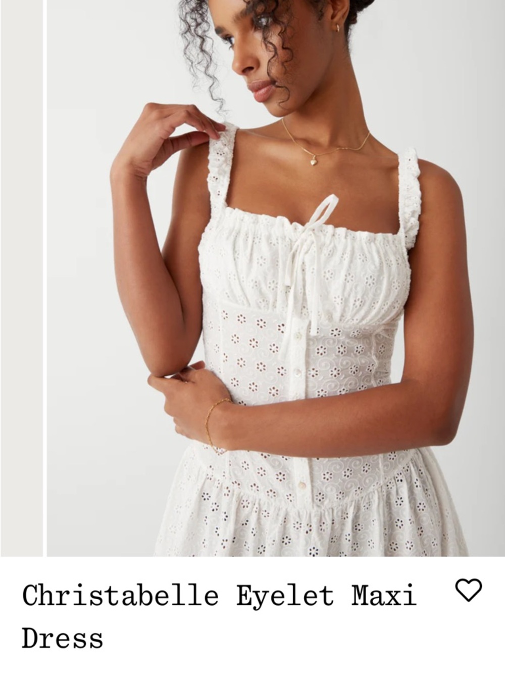 Frankie's Bikinis White Eyelet Tie-Front Maxi Dress